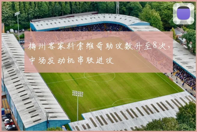 梅州客家科索维奇助攻数升至8次，中场发动机串联进攻